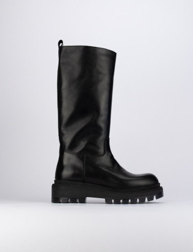 Stivale tacco 2 cm nero pelle