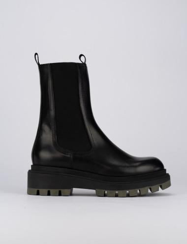 Outlet - mujer tacón 1 cm negro cuero