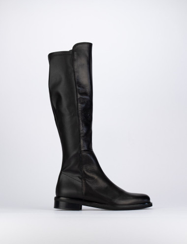 Botas de tacón bajo tacón 2 cm negro cuero