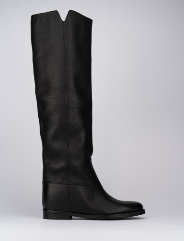 Botas de tacón bajo tacón 2 cm negro cuero