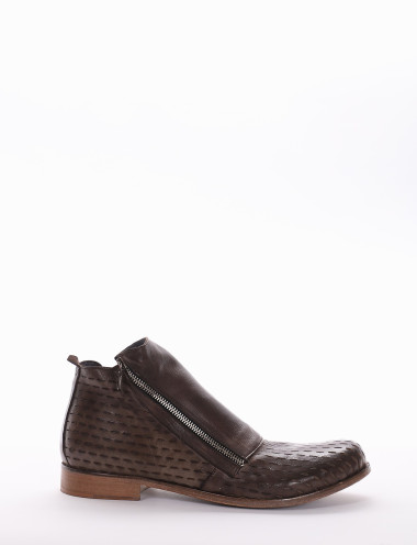 Botines tacón 2 cm marrón oscuro cuero