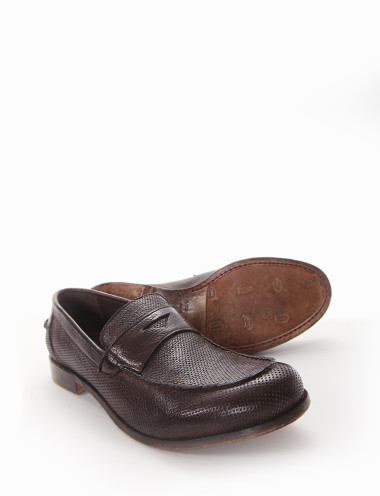Mocasines tacón 2 cm marrón oscuro cuero
