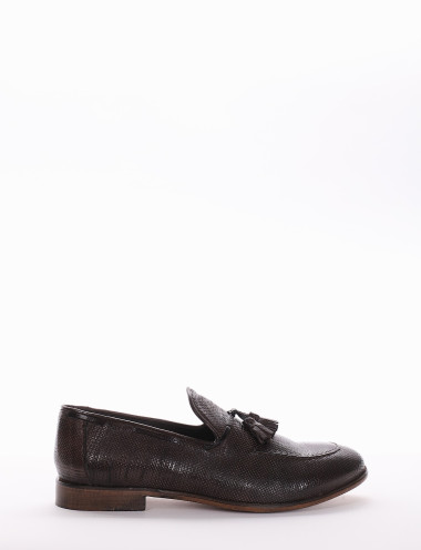 Loafers heel 2 cm dark brown leather