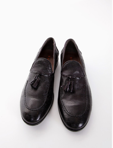 Mocasines tacón 2 cm marrón oscuro cuero