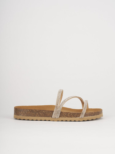 Mules tacón 1 cm rosa cuero
