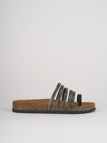 Mules tacón 1 cm negro cuero