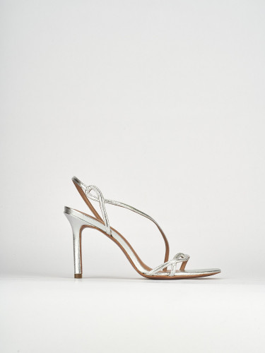 Sandalias de tacón alto tacón 9 cm plata cuero