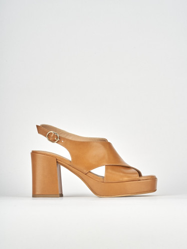 Sandali tacco 9cm pelle marrone