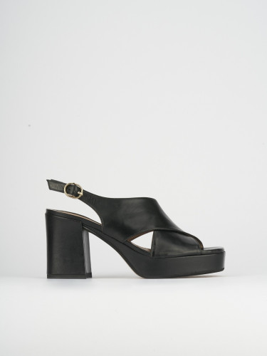 High heel sandals heel 9 cm black leather