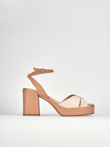 Sandalias de tacón alto tacón 7 cm rosa ante