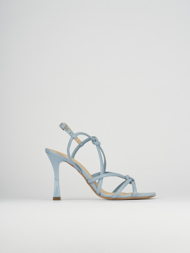 High heel sandals heel 9 cm light blue leather