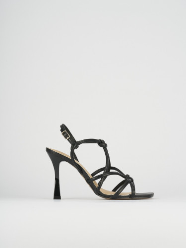 Sandalias de tacón alto tacón 9 cm negro cuero