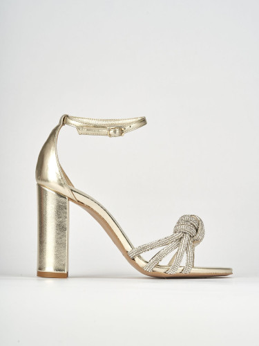 Sandali tacco 10cm pelle oro