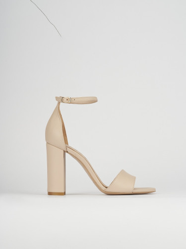 High heel sandals heel 8 cm beige leather