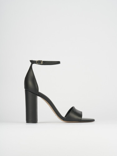 Sandalias de tacón alto tacón 8 cm negro cuero