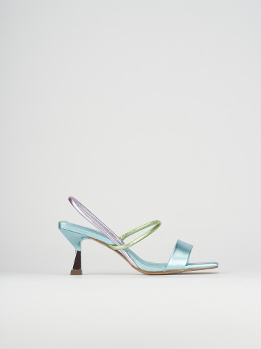 Sandalias de tacón alto tacón 5 cm turquesa cuero