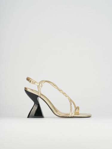 Sandalias de tacón alto tacón 10 cm oro cuero