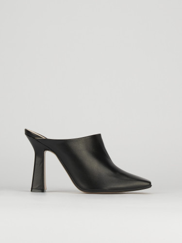 Zuecos con tacón tacón 9 cm negro cuero