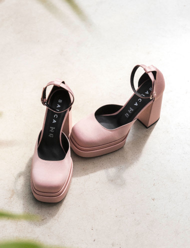 Décolleté tacco 11cm raso rosa
