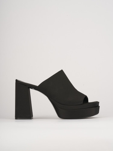 Mules tacón 10 cm negro cuero