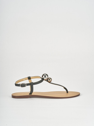 Low heel sandals heel 1 cm black leather