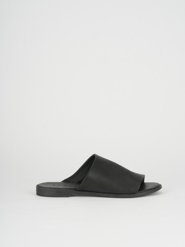 Mules tacón 1 cm negro cuero