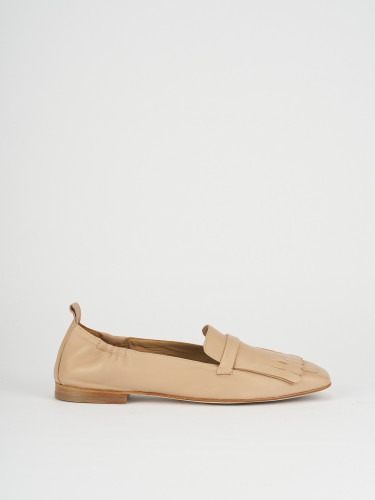 Mocassini tacco 1cm pelle beige