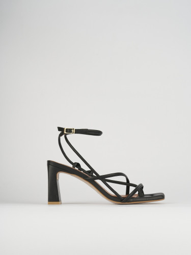Sandalias de tacón alto tacón 8 cm negro cuero