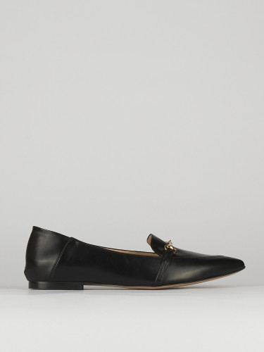 Loafers heel 1 cm black leather