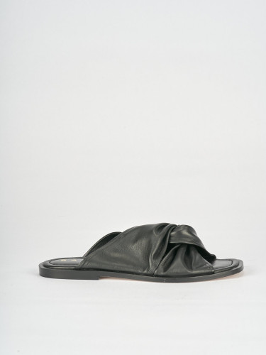 Mules tacón 1 cm negro cuero