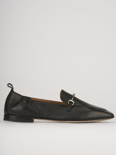Mocasines tacón 1 cm negro cuero