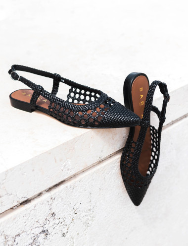 Bailarinas tacón 1 cm negro cuero