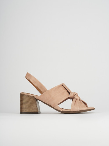 Sandalias de tacón alto tacón 7 cm rosa cuero