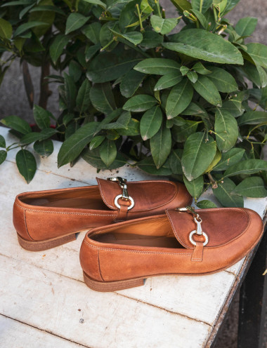 Loafers heel 1 cm brown leather