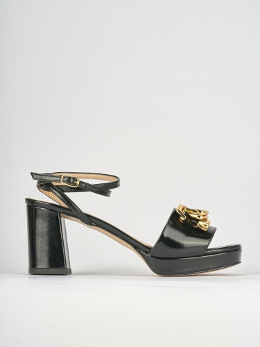 Sandalias de tacón alto tacón 7 cm negro cuero