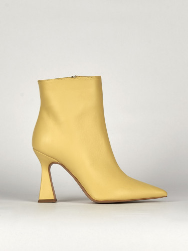 Botines de tacón alto tacón 9 cm amarillo cuero