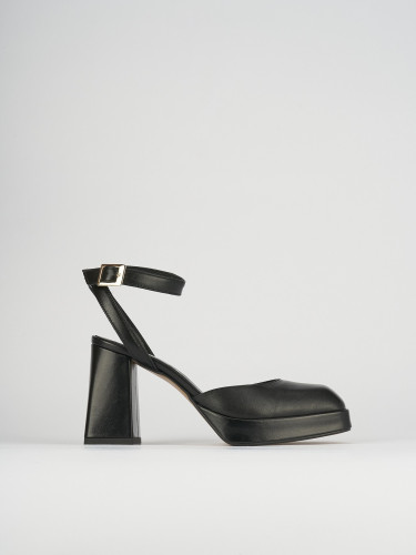 Sandalias de tacón alto tacón 9 cm negro cuero