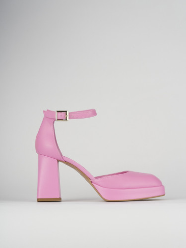 Zapatos de salón tacón 9 cm rosa cuero