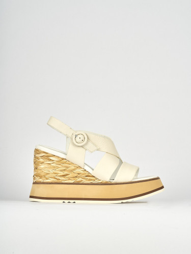 Sandali zeppa tacco 9cm pelle bianco