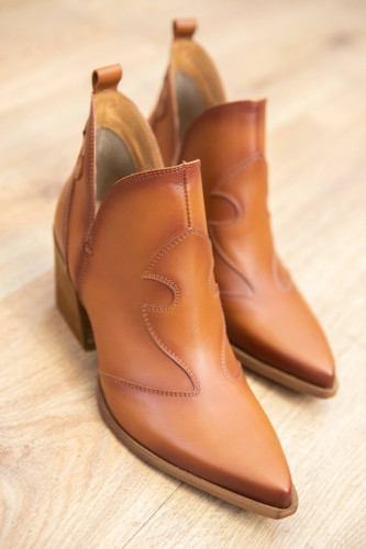 Botines de tacón alto tacón 6 cm marrón cuero