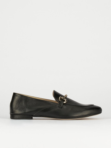 Mocasines tacón 1 cm negro cuero