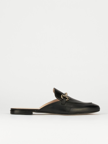 Sabot heel 1 cm black leather