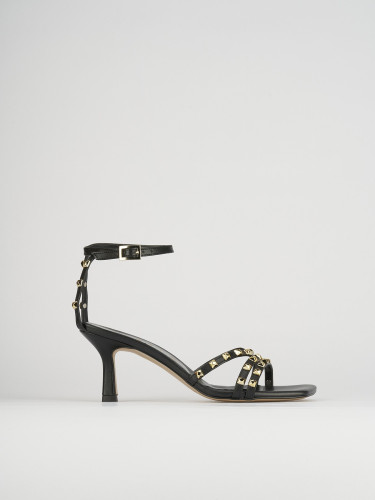 Sandalias de tacón alto tacón 7 cm negro cuero