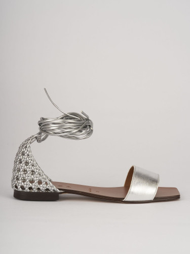 Sandali tacco 1cm pelle argento