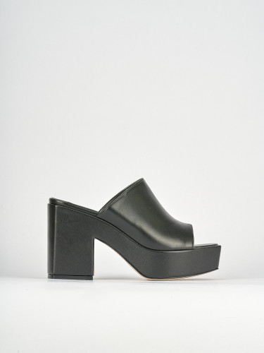 Mules tacón 5 cm negro cuero