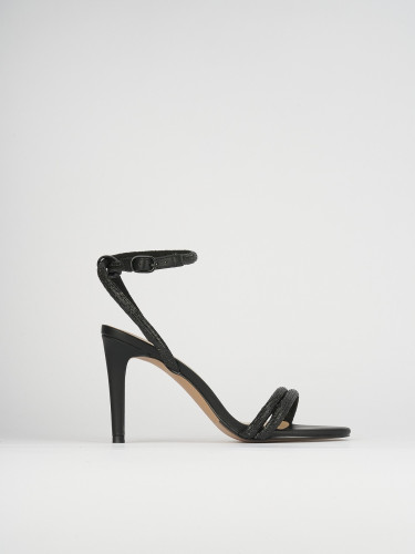 High heel sandals heel 9 cm black leather
