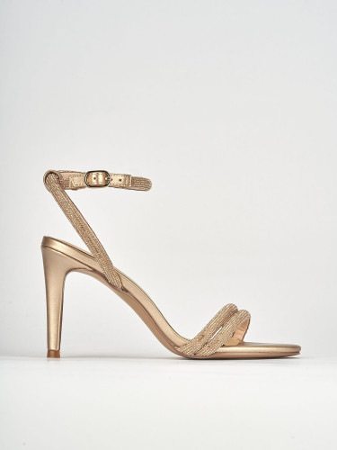 Sandalias de tacón alto tacón 9 cm rosa cuero