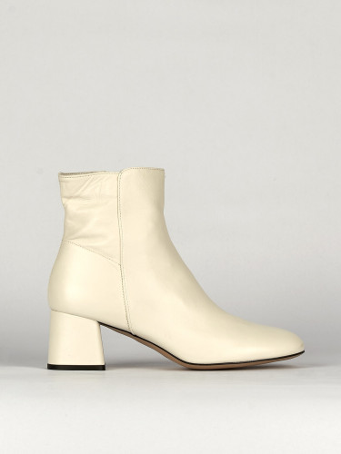 Botines de tacón alto tacón 5 cm blanco cuero