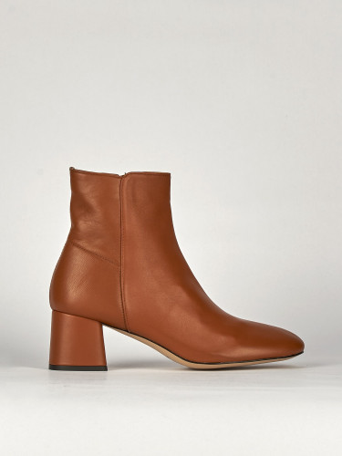 Botines de tacón alto tacón 5 cm marrón cuero