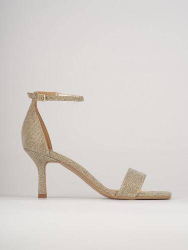 High heel sandals heel 6 cm gold leather